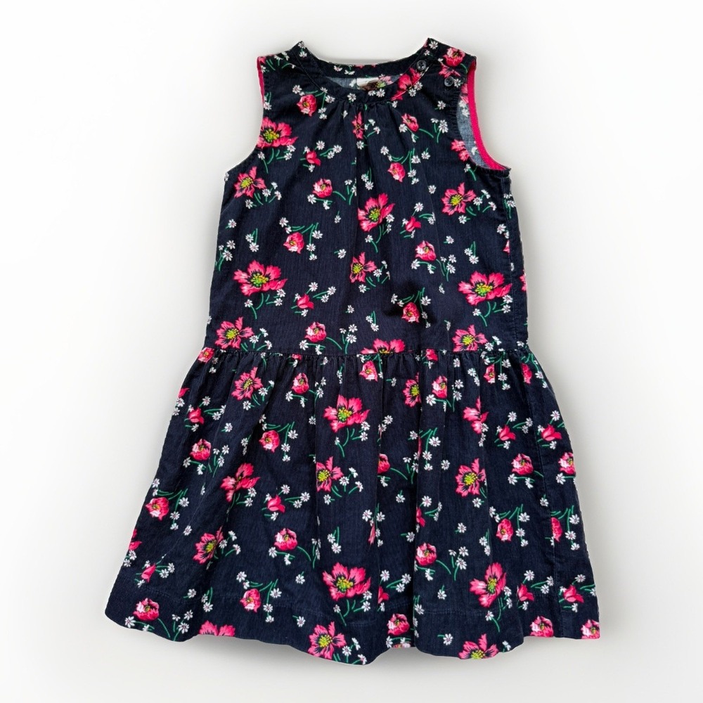 Gap Kids Girls Corduroy Jumper Dress Size 5 Years 5T Navy Floral Cute Preppy